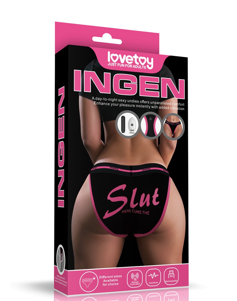 LoveToy - Slut - Bedrukte vibrerende sexy slip - roze/zwart