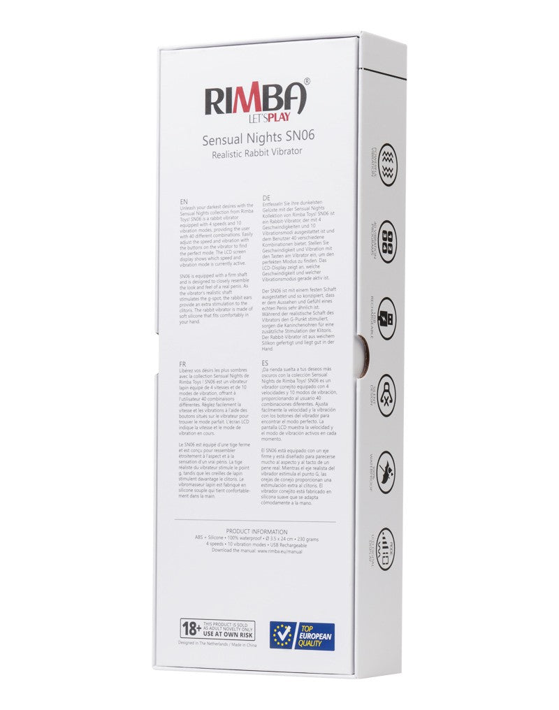 Rimba Toys - Sensual Nights SN06 - Realistische Rabbit Vibrator - Zwart