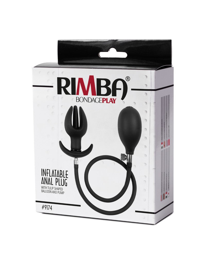 Rimba Latex Play - Opblaasbare Tulpvormige Anaalplug met Pomp - Zwart