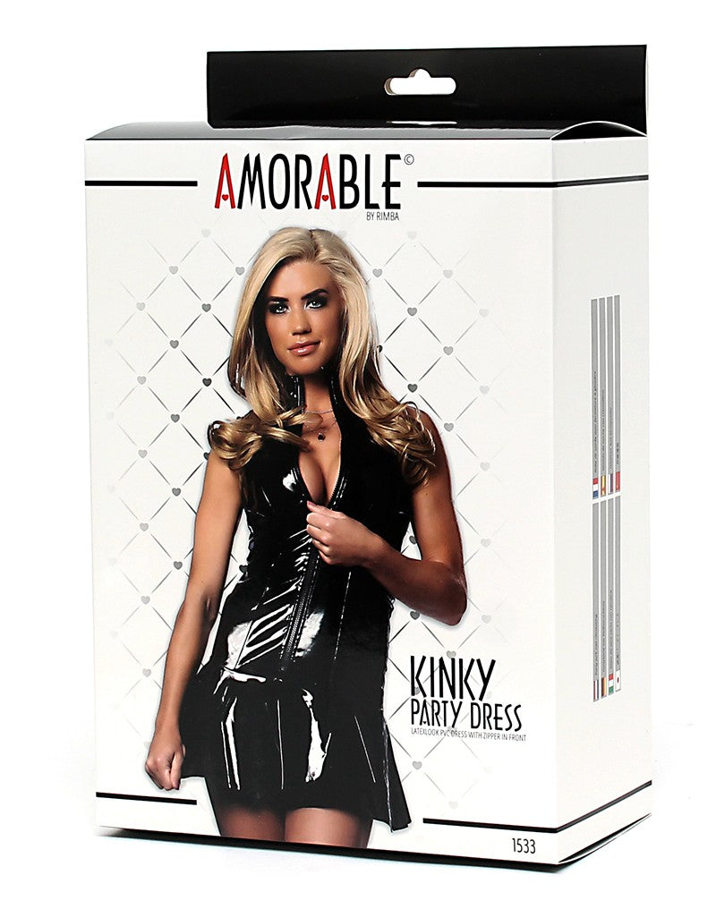 Amorable by Rimba - Party Jurk in Latex Look - Zwart