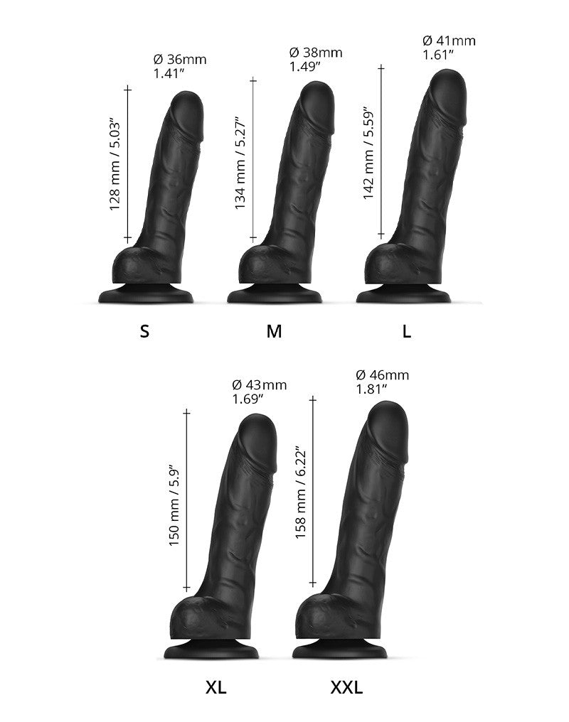 Strap-On-Me - Sliding Skin Realistische Dildo Maat S - Zwart