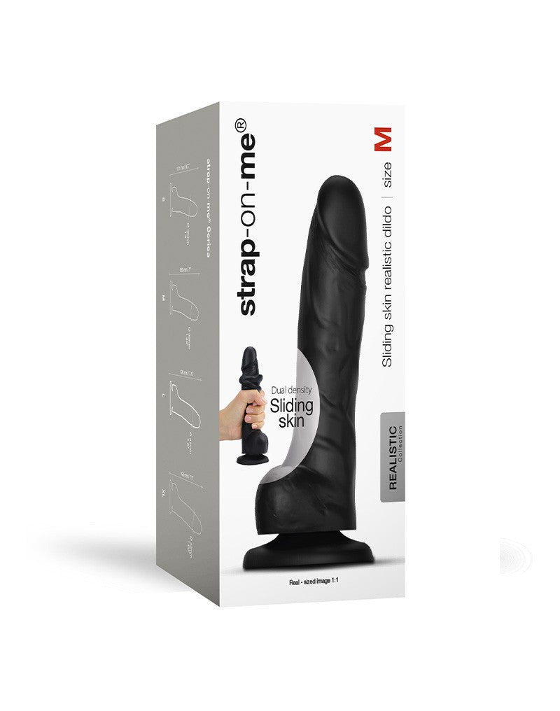 Strap-On-Me - Sliding Skin Realistische Dildo Maat M - Zwart