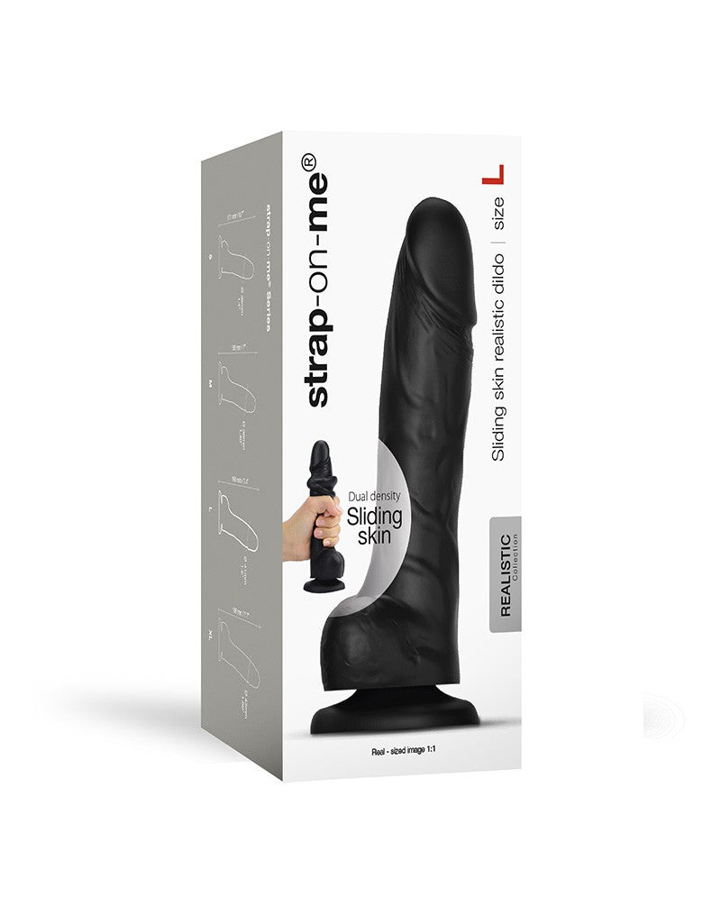 Strap-On-Me - Sliding Skin Realistische Dildo Maat L - Zwart